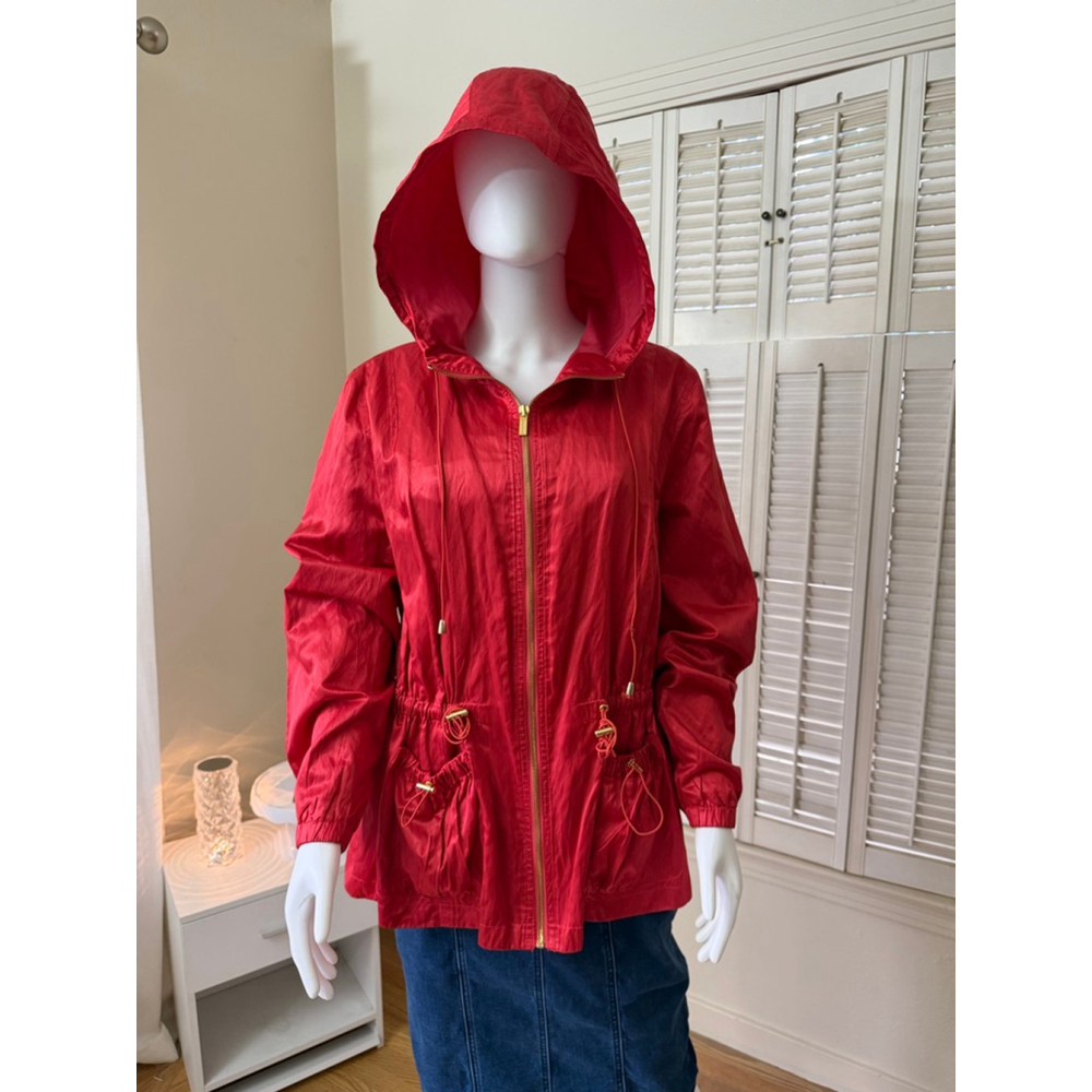 Jones New York Red Hooded Windbreaker Jacket XL‎